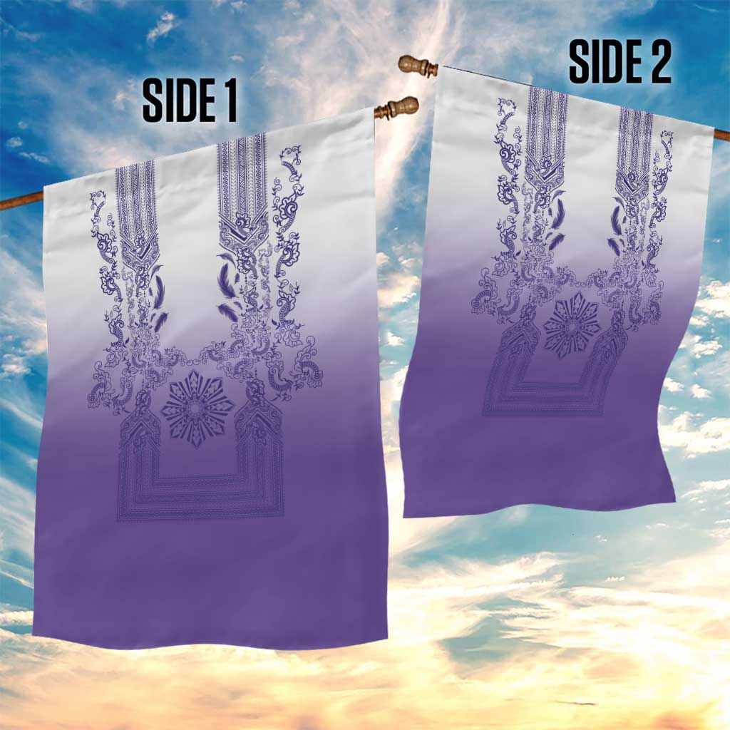 Philippines Barong Style Garden Flag with Polynesian Art and Leaf Motif Purple Color LT03 - Polynesian Pride