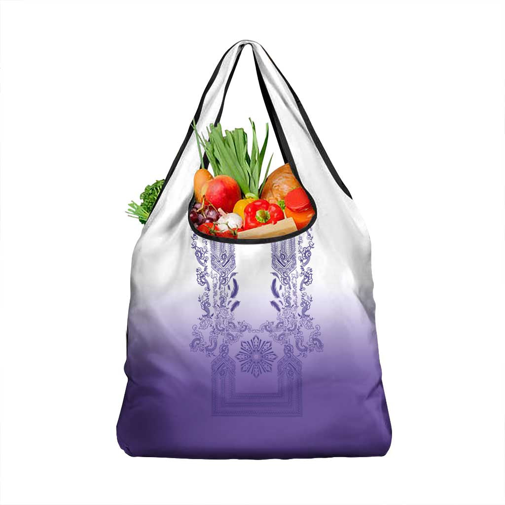 Philippines Barong Style Grocery Bag with Polynesian Art and Leaf Motif Purple Color LT03 1-pack One Size Purple - Polynesian Pride