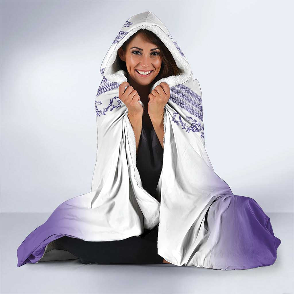 Philippines Barong Style Hooded Blanket with Polynesian Art and Leaf Motif Purple Color LT03 - Polynesian Pride
