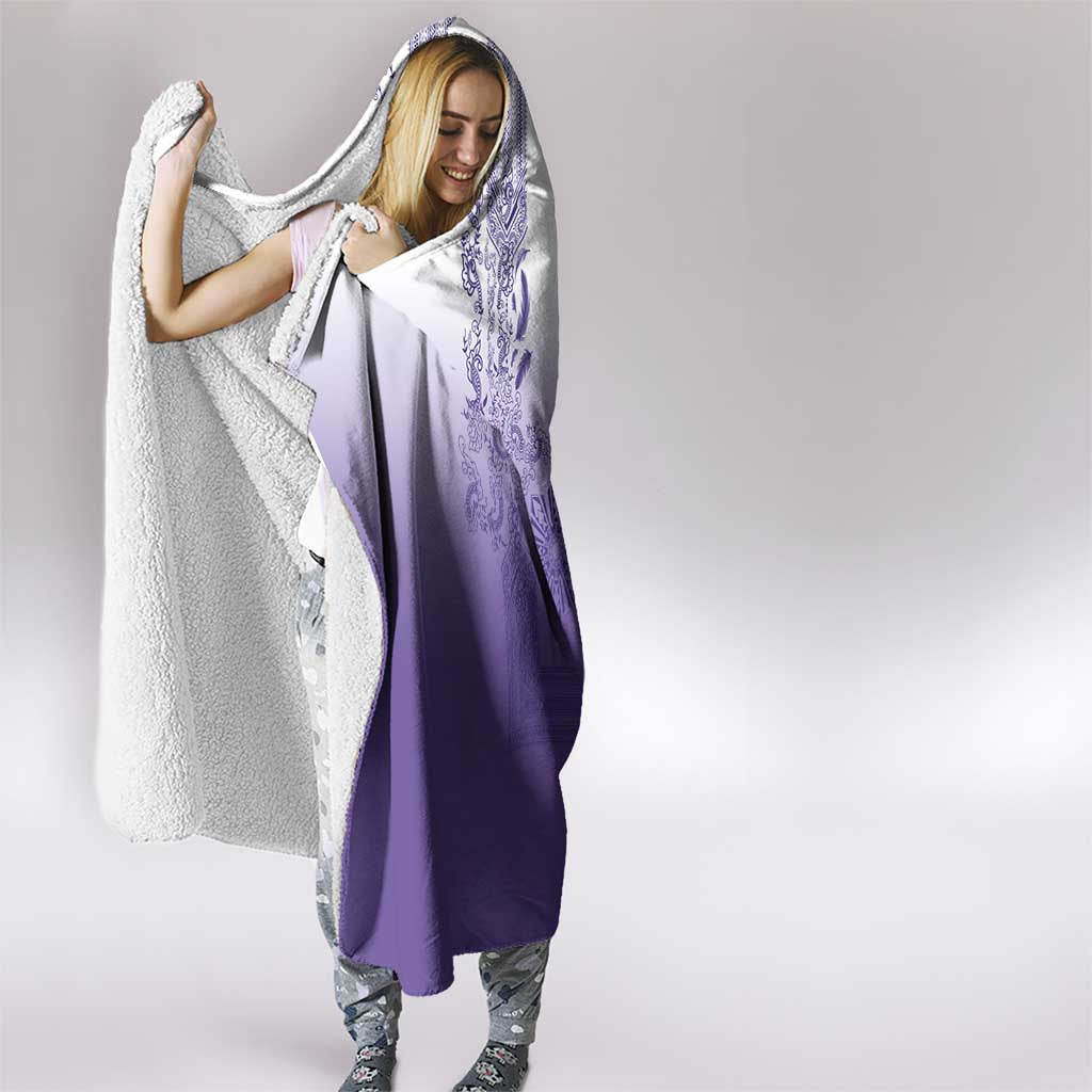 Philippines Barong Style Hooded Blanket with Polynesian Art and Leaf Motif Purple Color LT03 - Polynesian Pride