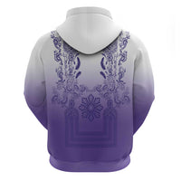 Philippines Barong Style Hoodie with Polynesian Art and Leaf Motif Purple Color
