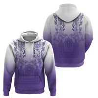 Philippines Barong Style Hoodie with Polynesian Art and Leaf Motif Purple Color