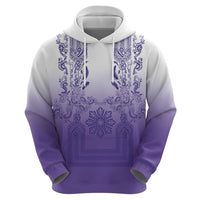Philippines Barong Style Hoodie with Polynesian Art and Leaf Motif Purple Color