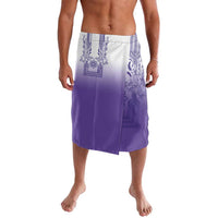 Philippines Barong Style Lavalava with Polynesian Art and Leaf Motif Purple Color