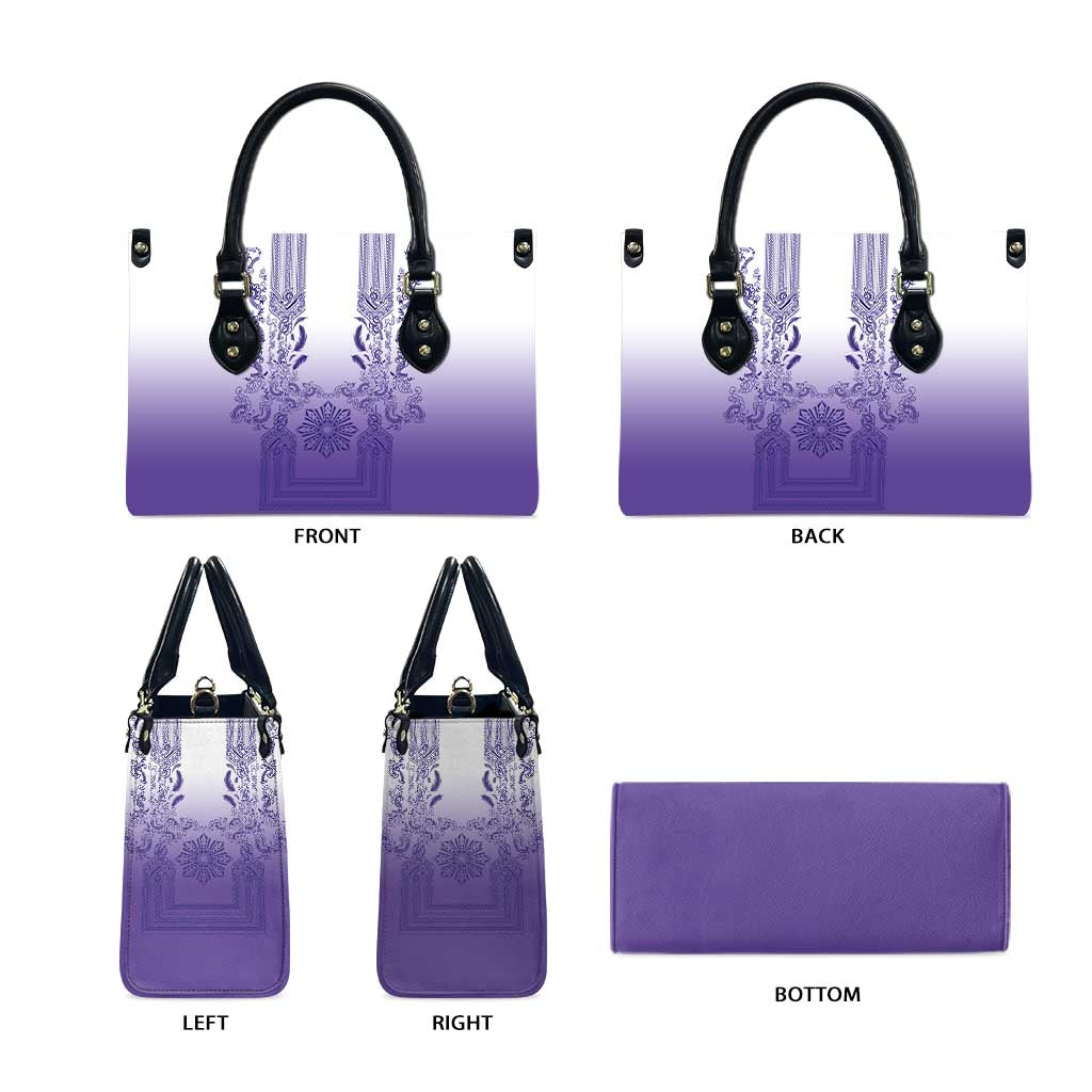 Philippines Barong Style Leather Bag with Polynesian Art and Leaf Motif Purple Color LT03 - Polynesian Pride