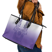 Philippines Barong Style Leather Tote Bag with Polynesian Art and Leaf Motif Purple Color LT03 - Polynesian Pride