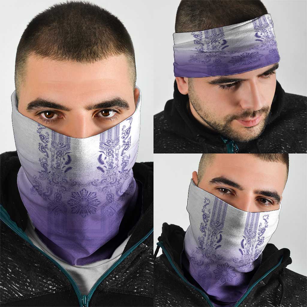 Philippines Barong Style Neck Gaiter with Polynesian Art and Leaf Motif Purple Color LT03 - Polynesian Pride