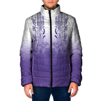 Philippines Barong Style Padded Jacket with Polynesian Art and Leaf Motif Purple Color LT03 Men Purple - Polynesian Pride