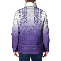 Philippines Barong Style Padded Jacket with Polynesian Art and Leaf Motif Purple Color LT03 - Polynesian Pride