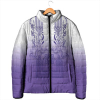Philippines Barong Style Padded Jacket with Polynesian Art and Leaf Motif Purple Color LT03 - Polynesian Pride
