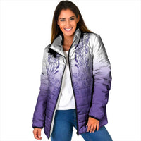 Philippines Barong Style Padded Jacket with Polynesian Art and Leaf Motif Purple Color LT03 Women Purple - Polynesian Pride