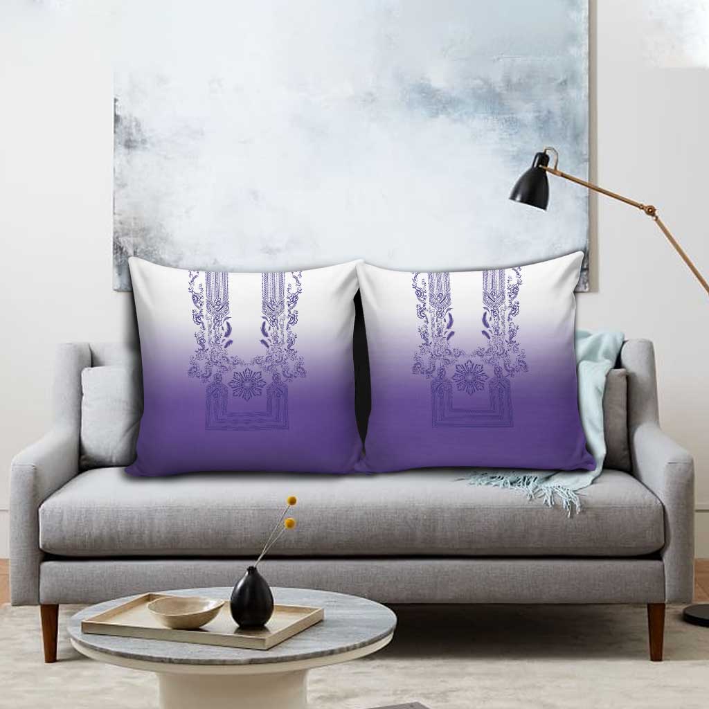 Philippines Barong Style Pillow Cover with Polynesian Art and Leaf Motif Purple Color LT03 - Polynesian Pride