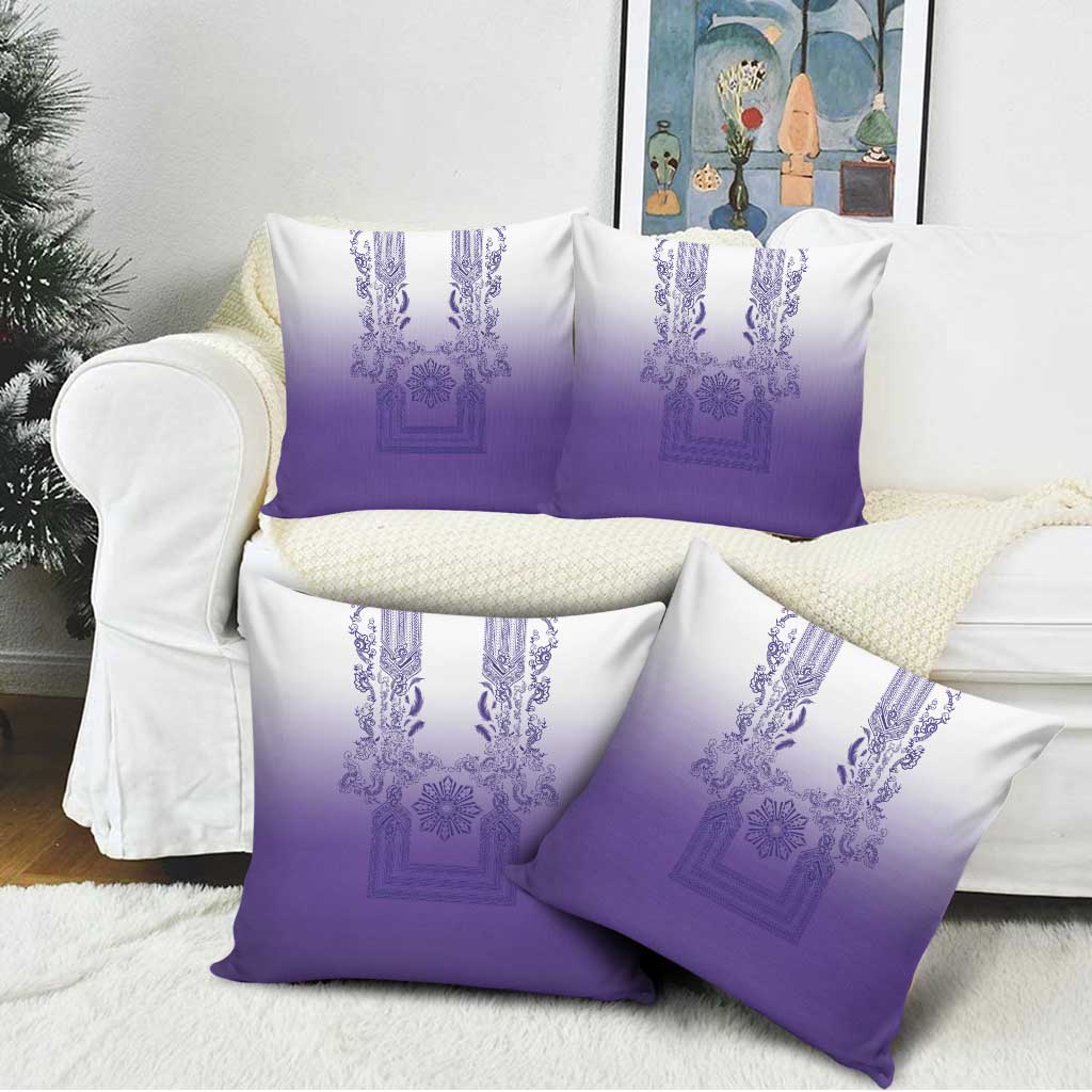 Philippines Barong Style Pillow Cover with Polynesian Art and Leaf Motif Purple Color LT03 - Polynesian Pride