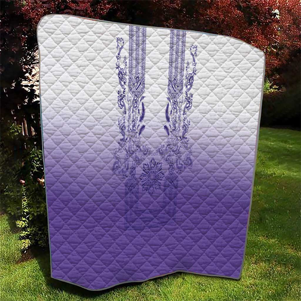 Philippines Barong Style Quilt with Polynesian Art and Leaf Motif Purple Color LT03 - Polynesian Pride