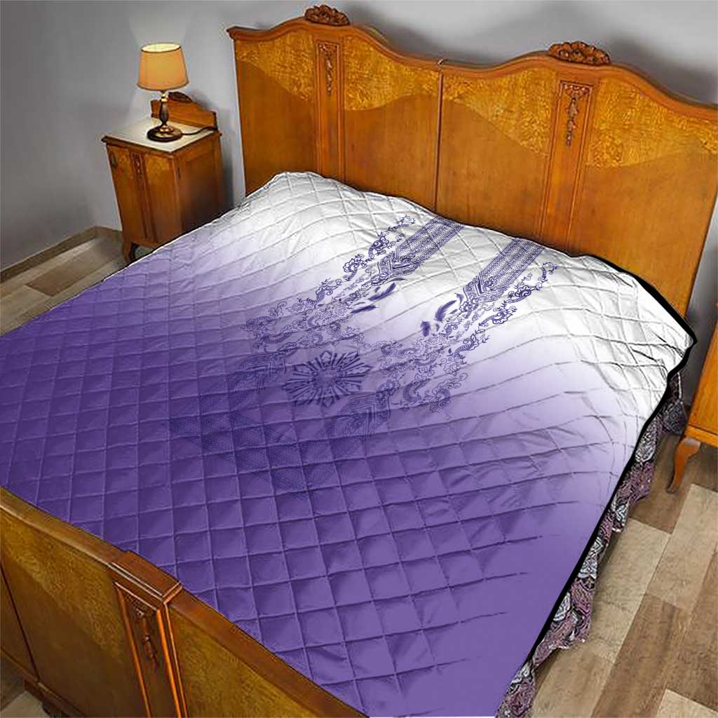 Philippines Barong Style Quilt with Polynesian Art and Leaf Motif Purple Color LT03 - Polynesian Pride