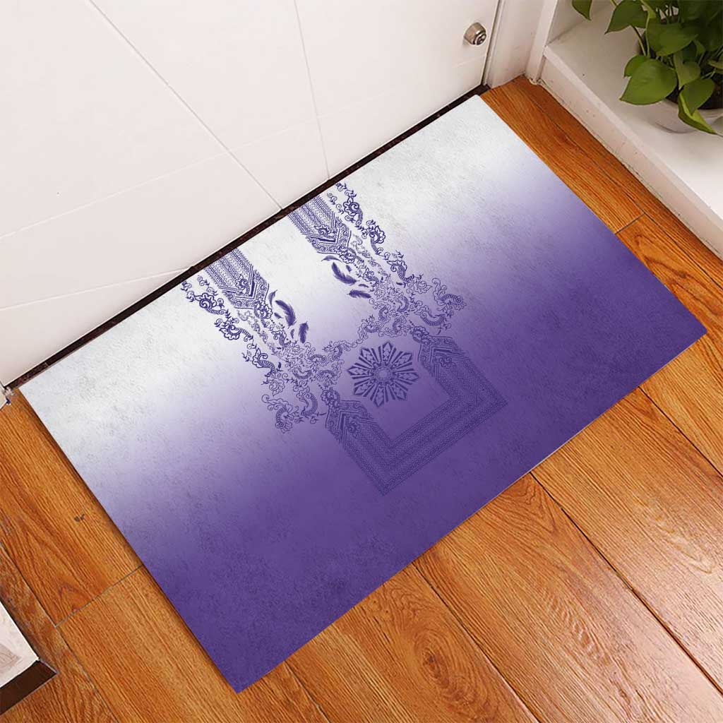 Philippines Barong Style Rubber Doormat with Polynesian Art and Leaf Motif Purple Color LT03 - Polynesian Pride