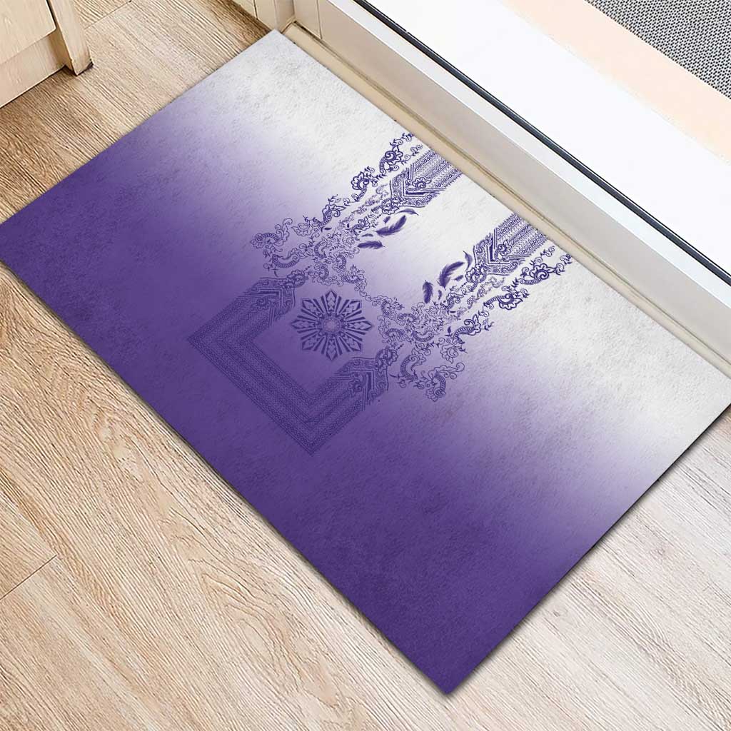 Philippines Barong Style Rubber Doormat with Polynesian Art and Leaf Motif Purple Color LT03 - Polynesian Pride