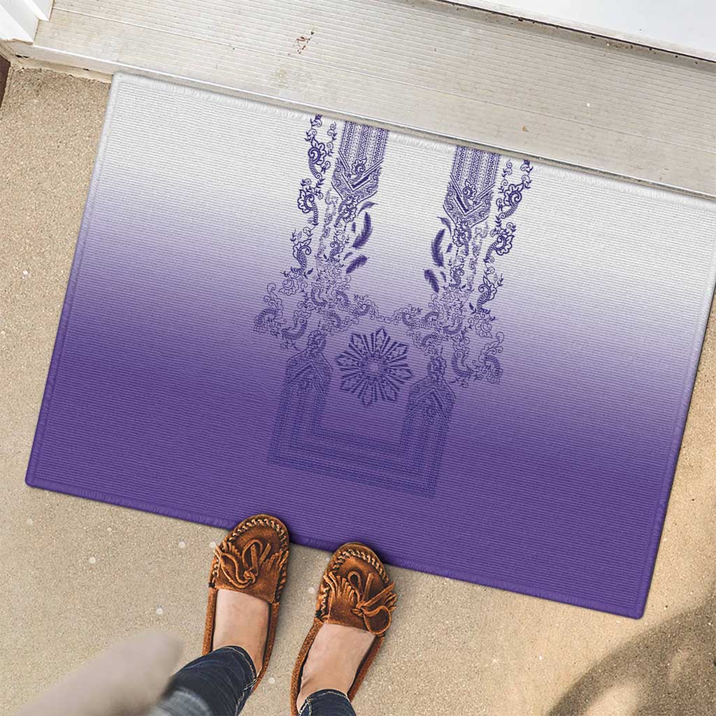Philippines Barong Style Rubber Doormat with Polynesian Art and Leaf Motif Purple Color LT03 - Polynesian Pride