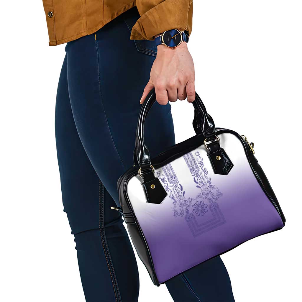 Philippines Barong Style Shoulder Handbag with Polynesian Art and Leaf Motif Purple Color LT03 - Polynesian Pride