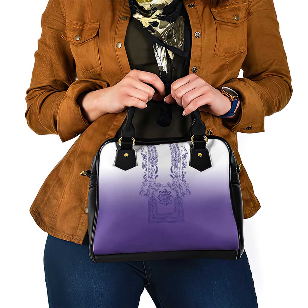 Philippines Barong Style Shoulder Handbag with Polynesian Art and Leaf Motif Purple Color LT03 - Polynesian Pride