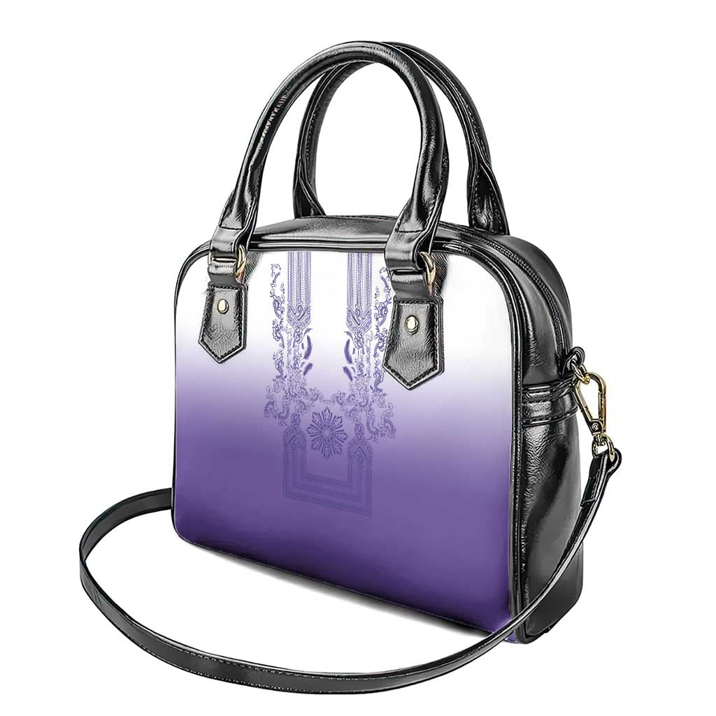 Philippines Barong Style Shoulder Handbag with Polynesian Art and Leaf Motif Purple Color LT03 - Polynesian Pride