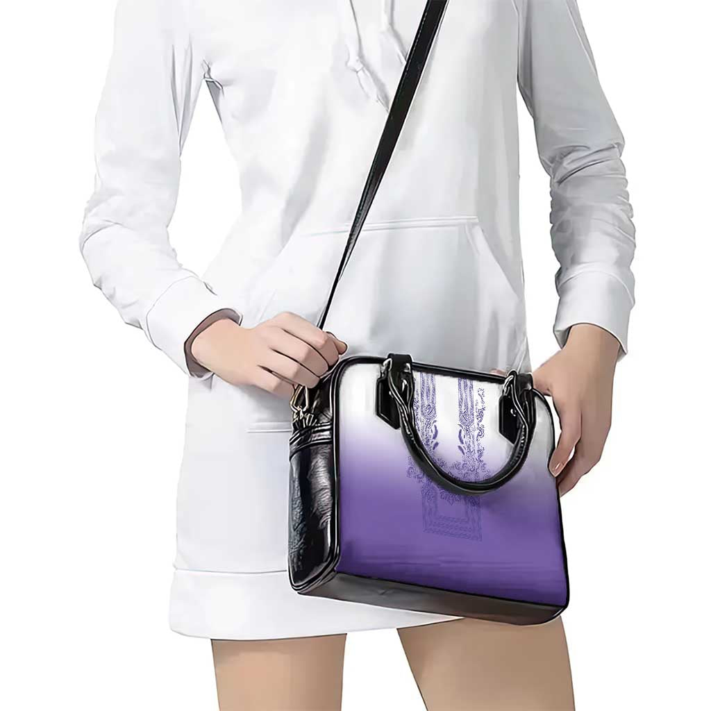 Philippines Barong Style Shoulder Handbag with Polynesian Art and Leaf Motif Purple Color LT03 - Polynesian Pride