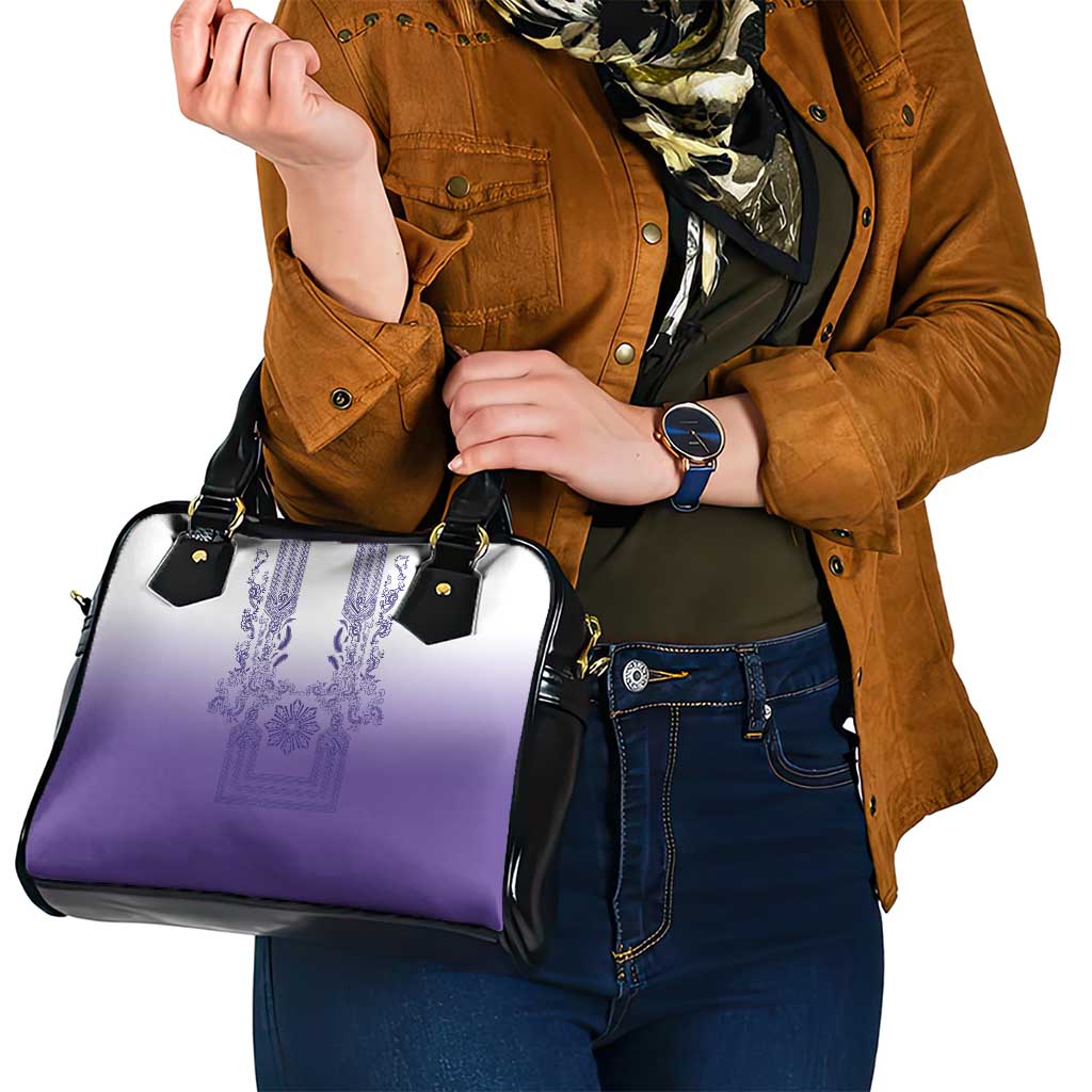Philippines Barong Style Shoulder Handbag with Polynesian Art and Leaf Motif Purple Color LT03 - Polynesian Pride