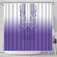 Philippines Barong Style Shower Curtain with Polynesian Art and Leaf Motif Purple Color LT03 - Polynesian Pride