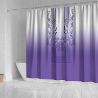 Philippines Barong Style Shower Curtain with Polynesian Art and Leaf Motif Purple Color LT03 - Polynesian Pride