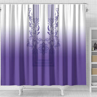 Philippines Barong Style Shower Curtain with Polynesian Art and Leaf Motif Purple Color LT03 - Polynesian Pride