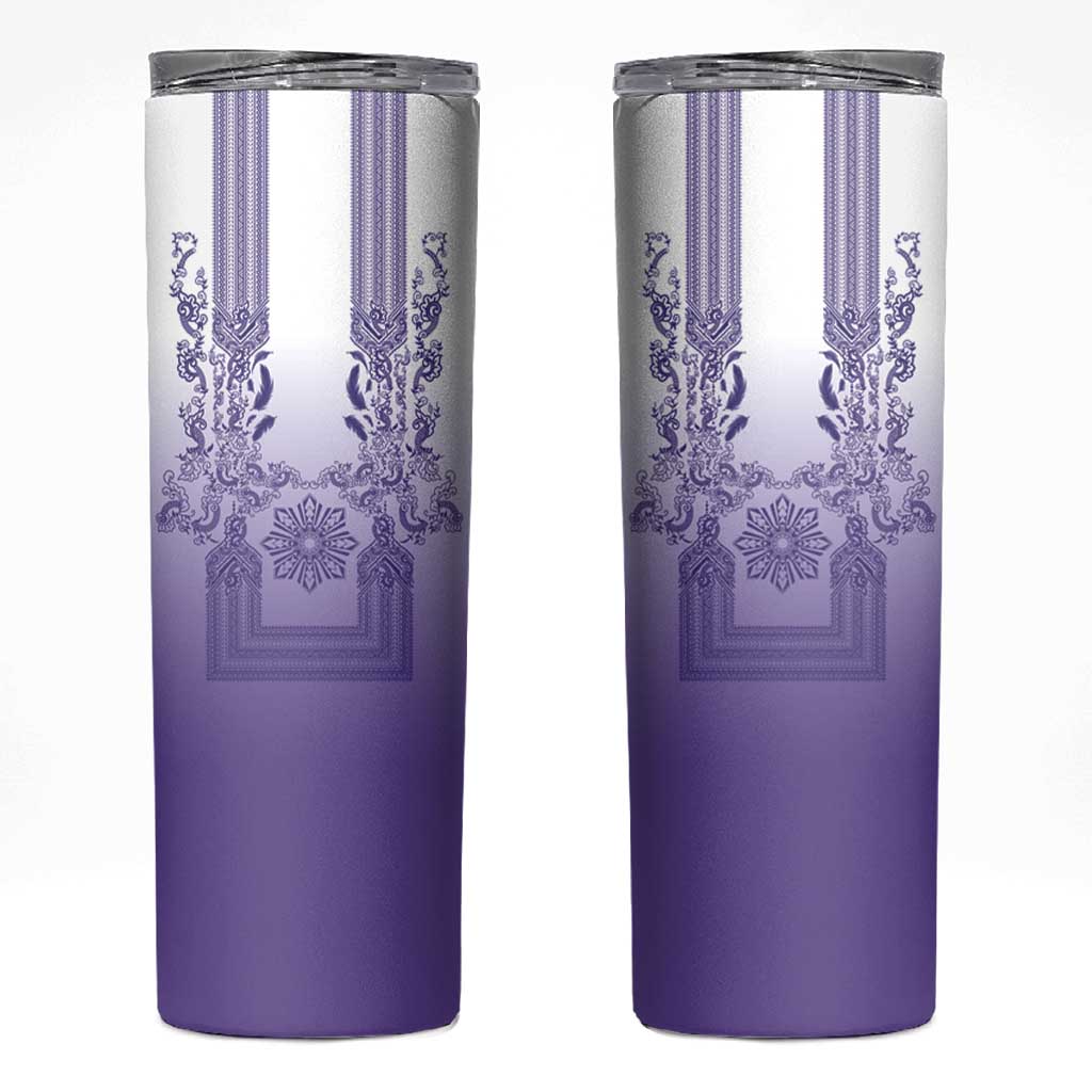 Philippines Barong Style Skinny Tumbler with Polynesian Art and Leaf Motif Purple Color LT03 Purple - Polynesian Pride