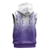 Philippines Barong Style Sleeveless Hoodie with Polynesian Art and Leaf Motif Purple Color LT03 - Polynesian Pride