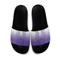 Philippines Barong Style Slide Sandals with Polynesian Art and Leaf Motif Purple Color LT03 Purple - Polynesian Pride