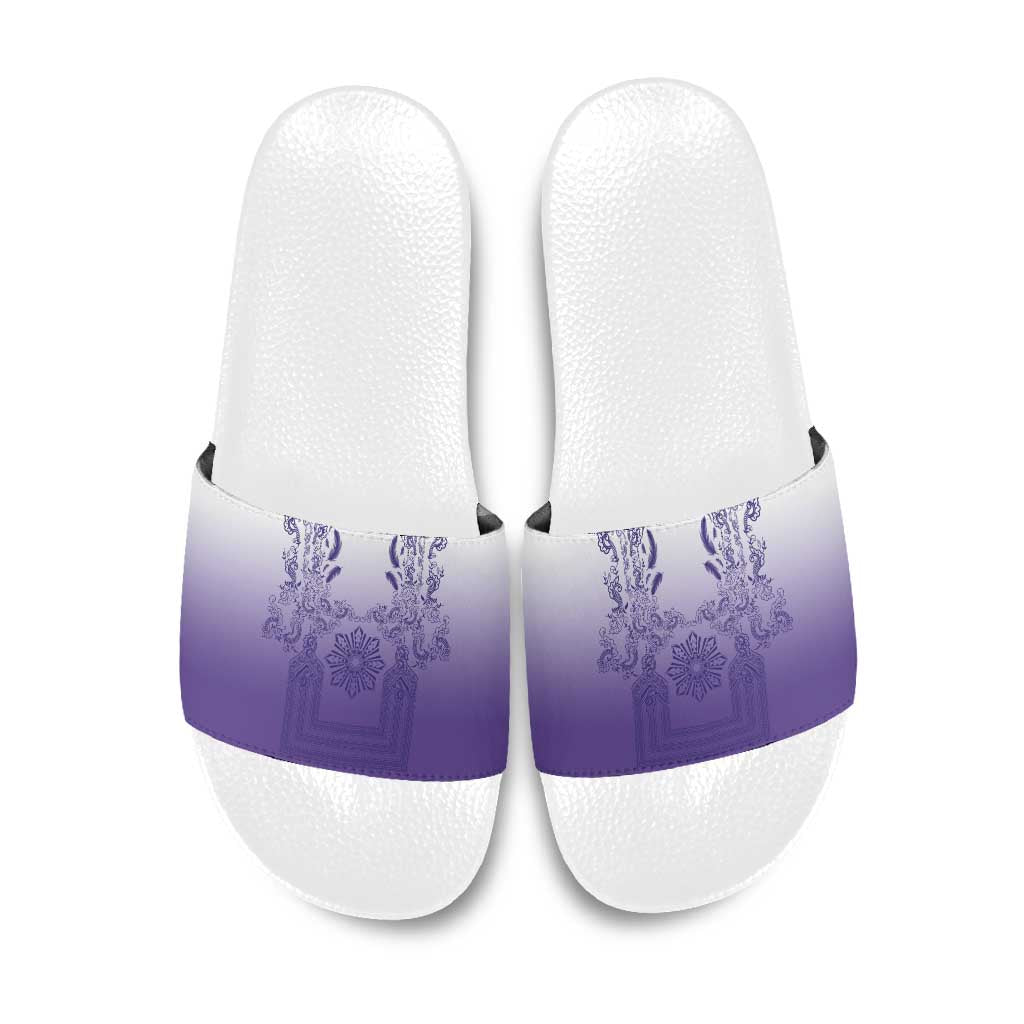 Philippines Barong Style Slide Sandals with Polynesian Art and Leaf Motif Purple Color LT03 Purple - Polynesian Pride