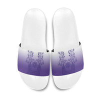 Philippines Barong Style Slide Sandals with Polynesian Art and Leaf Motif Purple Color LT03 Purple - Polynesian Pride