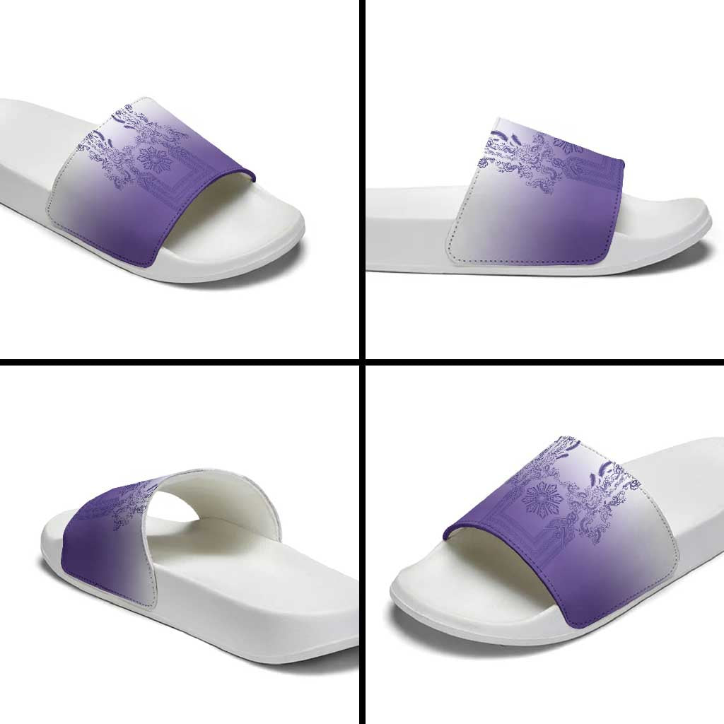 Philippines Barong Style Slide Sandals with Polynesian Art and Leaf Motif Purple Color LT03 - Polynesian Pride
