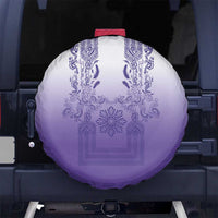 Philippines Barong Style Spare Tire Cover with Polynesian Art and Leaf Motif Purple Color