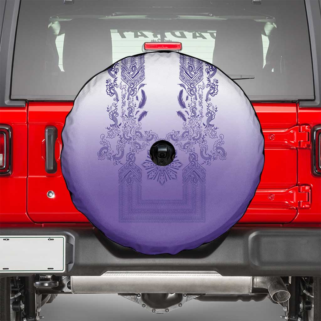 Philippines Barong Style Spare Tire Cover with Polynesian Art and Leaf Motif Purple Color