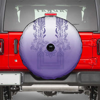 Philippines Barong Style Spare Tire Cover with Polynesian Art and Leaf Motif Purple Color