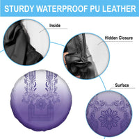 Philippines Barong Style Spare Tire Cover with Polynesian Art and Leaf Motif Purple Color