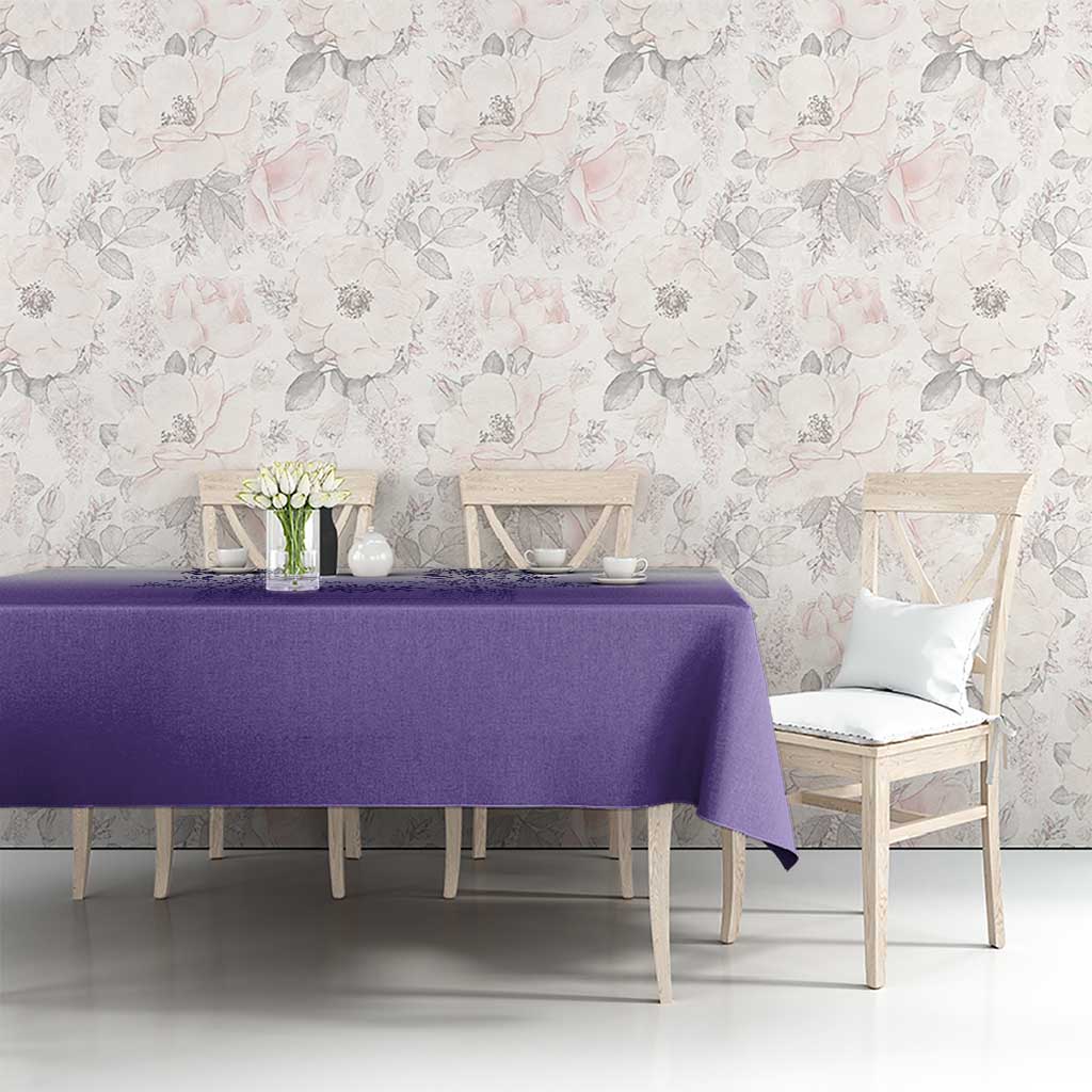 Philippines Barong Style Tablecloth with Polynesian Art and Leaf Motif Purple Color LT03 - Polynesian Pride