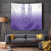 Philippines Barong Style Tapestry with Polynesian Art and Leaf Motif Purple Color LT03 Purple - Polynesian Pride