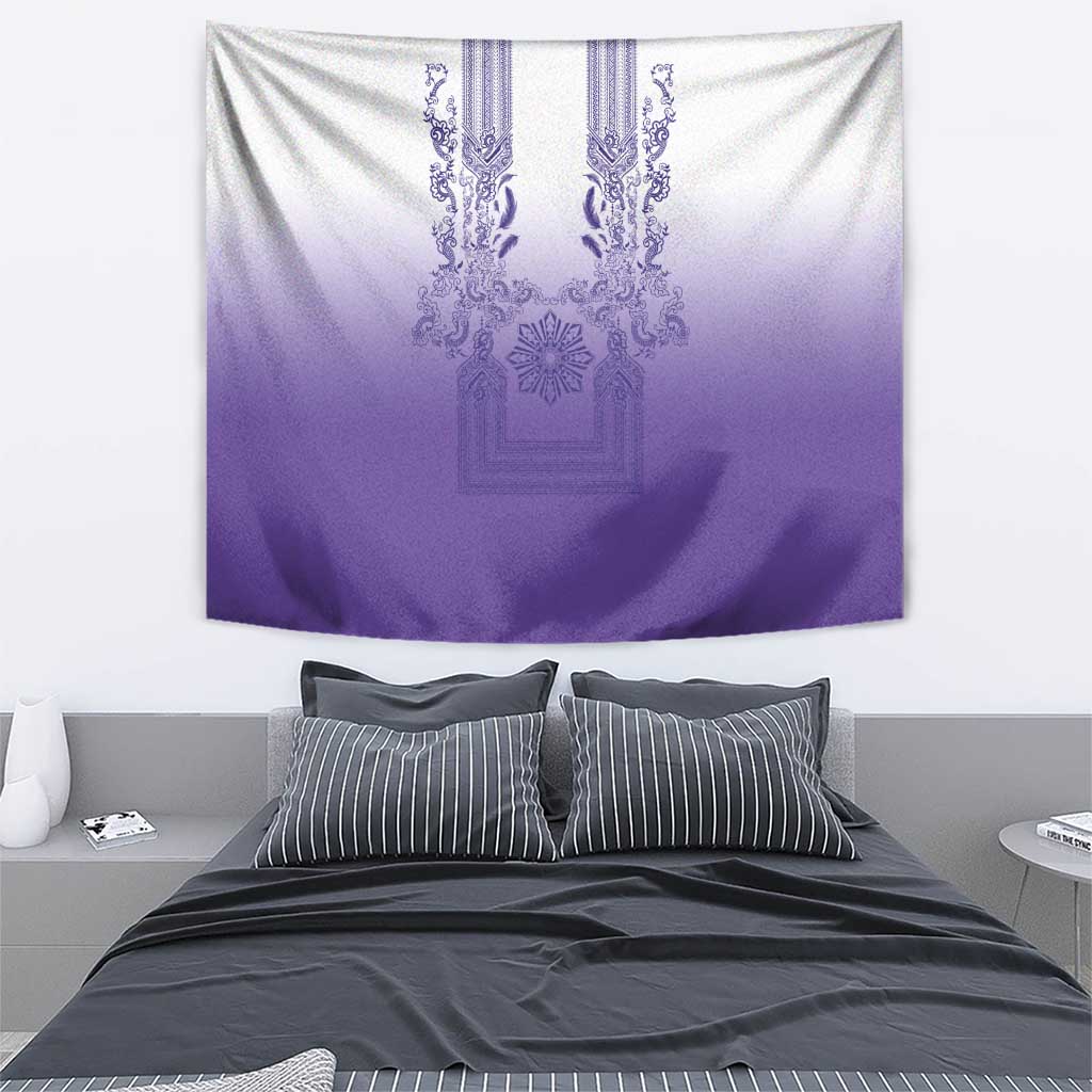 Philippines Barong Style Tapestry with Polynesian Art and Leaf Motif Purple Color LT03 - Polynesian Pride