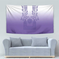 Philippines Barong Style Tapestry with Polynesian Art and Leaf Motif Purple Color LT03 - Polynesian Pride