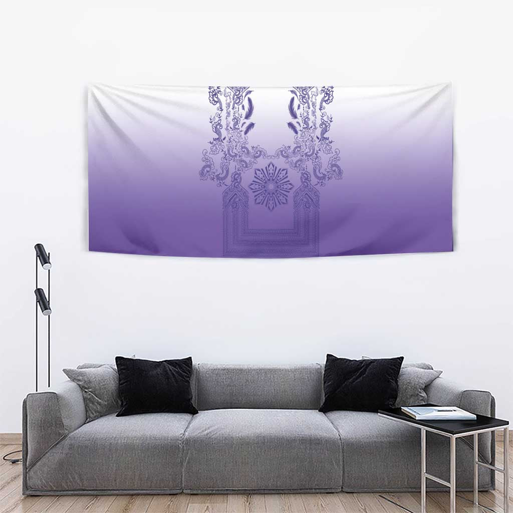 Philippines Barong Style Tapestry with Polynesian Art and Leaf Motif Purple Color LT03 - Polynesian Pride