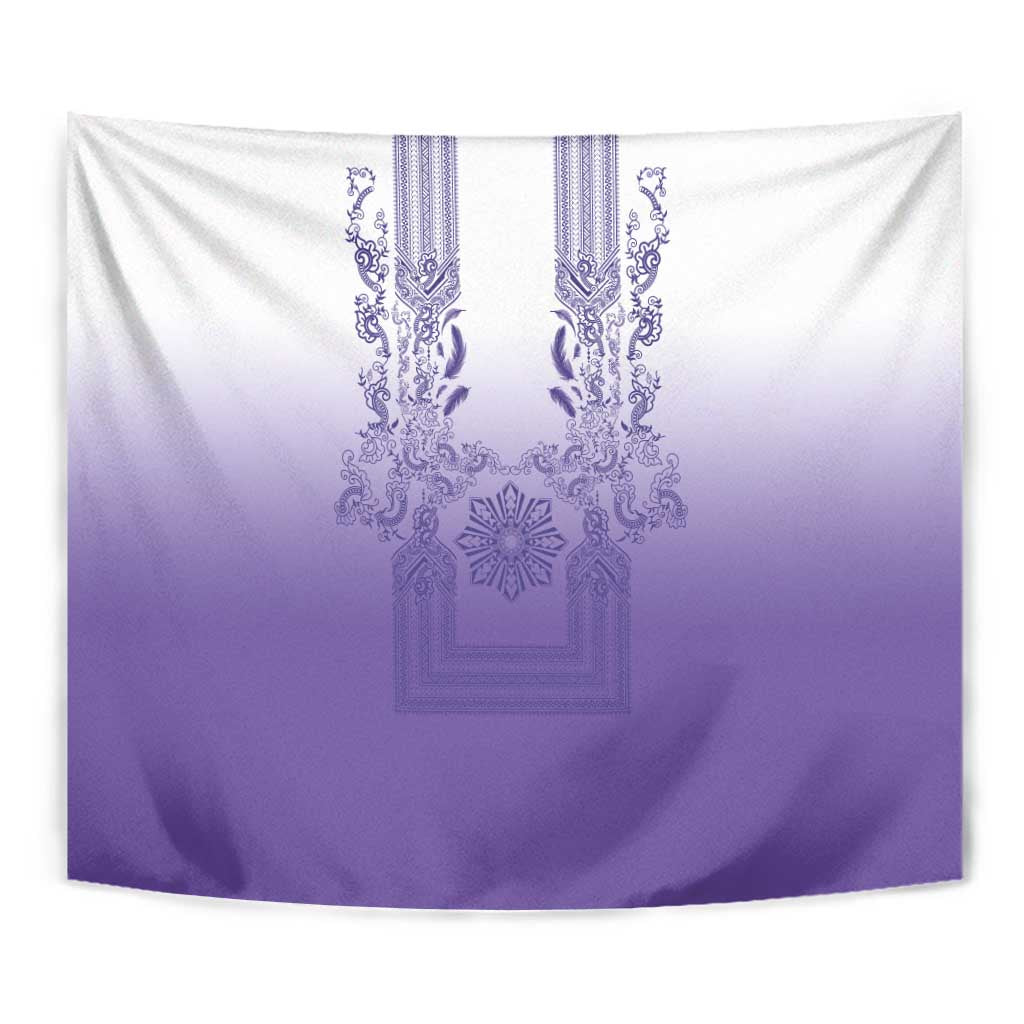 Philippines Barong Style Tapestry with Polynesian Art and Leaf Motif Purple Color LT03 - Polynesian Pride