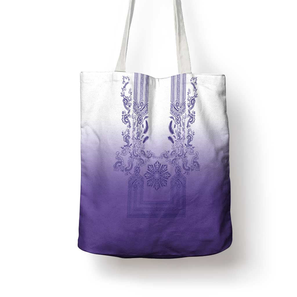 Philippines Barong Style Tote Bag with Polynesian Art and Leaf Motif Purple Color LT03 - Polynesian Pride