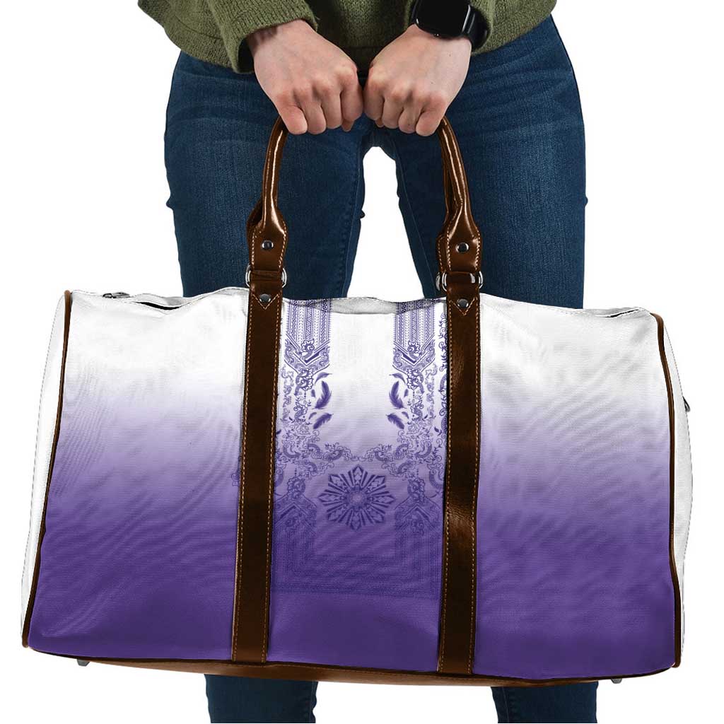Philippines Barong Style Travel Bag with Polynesian Art and Leaf Motif Purple Color LT03 Purple - Polynesian Pride