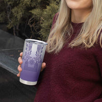 Philippines Barong Style Tumbler Cup with Polynesian Art and Leaf Motif Purple Color