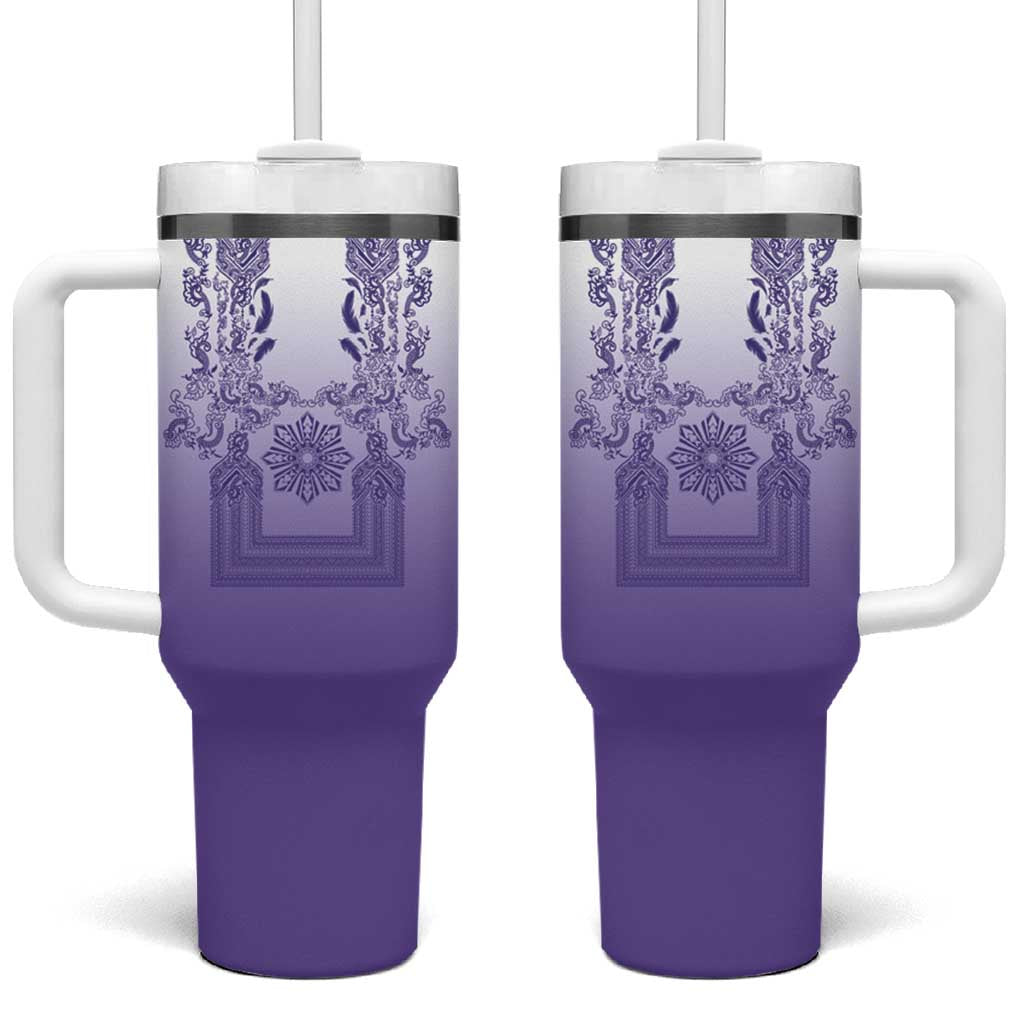 Philippines Barong Style Tumbler With Handle with Polynesian Art and Leaf Motif Purple Color LT03 One Size: 40 oz Purple - Polynesian Pride